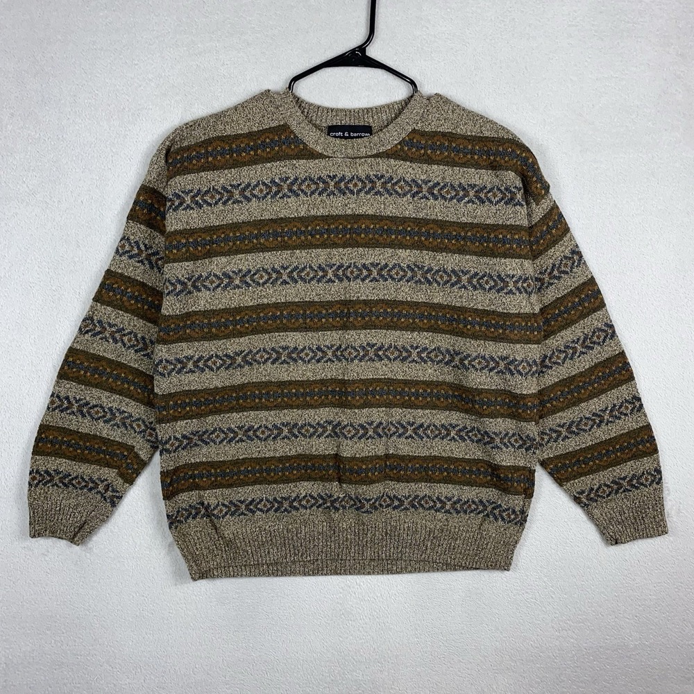 Vintage Croft & Barrow Knit Grandpa Sweater Men's XL Tall Brown Made In USA 90s